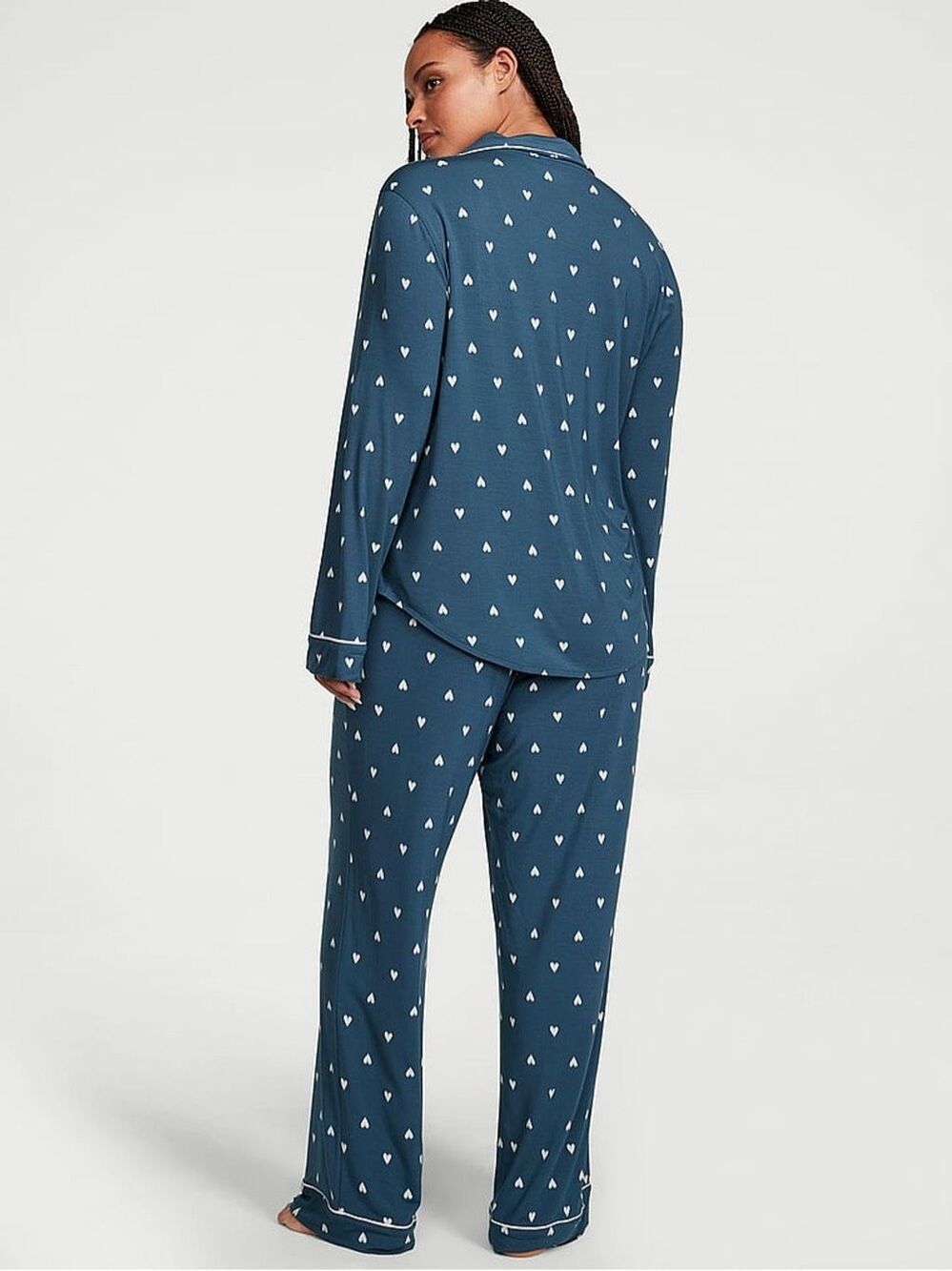 Victoria’s Secret Blue Heart Long Pajama Set Medium Short - Picture 3 of 8